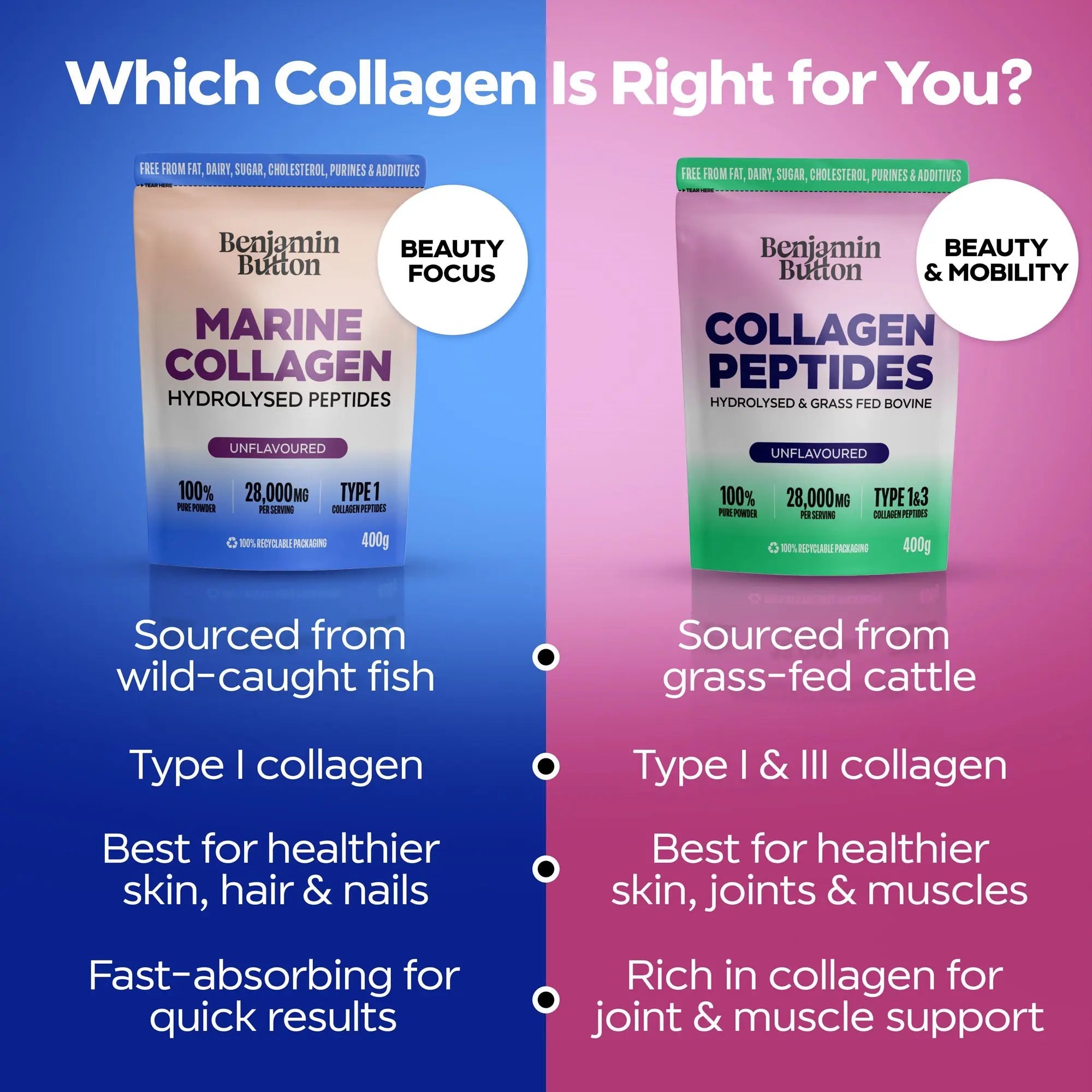 28,000mg Marine Collagen Peptides Powder – High Protein, Keto & Paleo Friendly