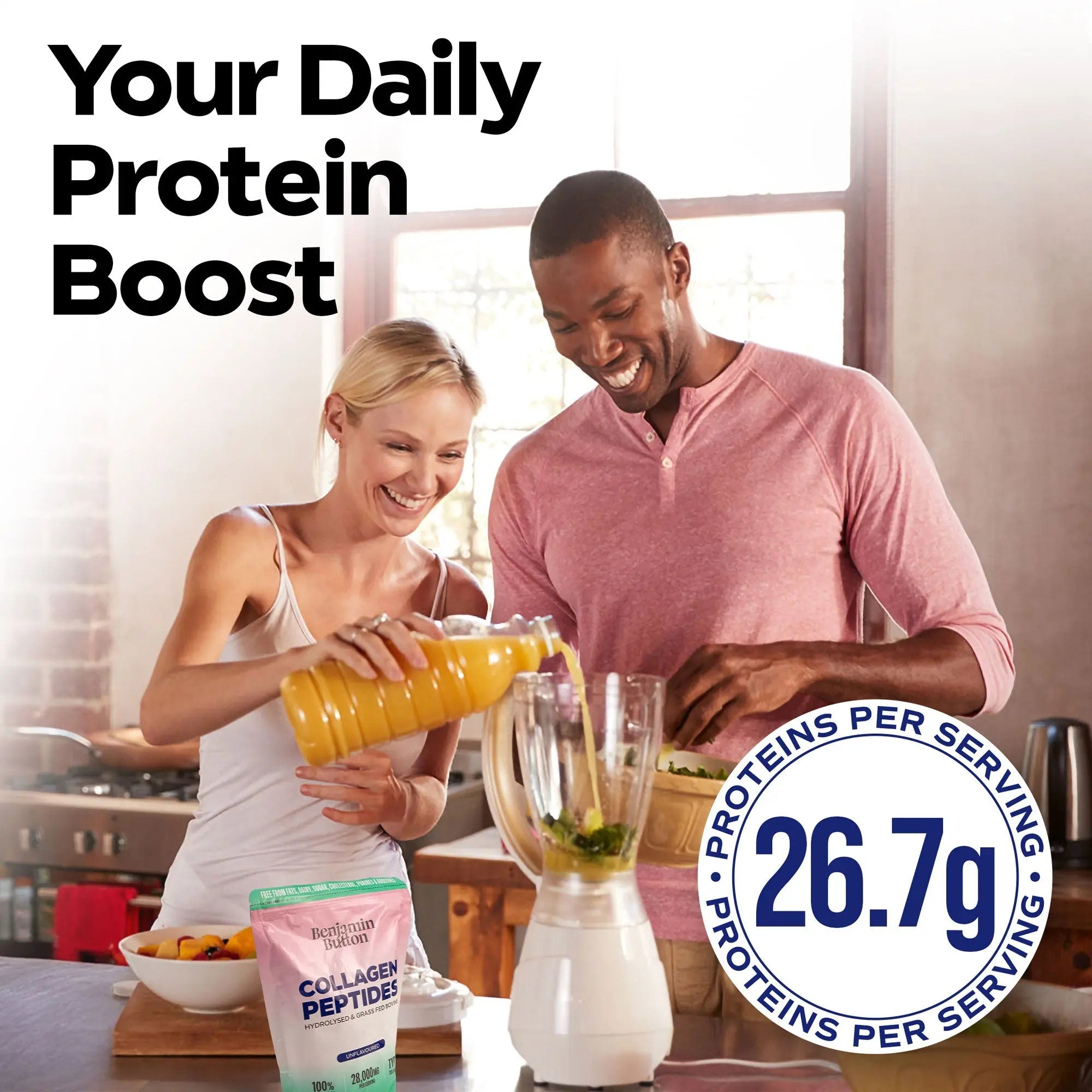 Bovine Collagen Powder - 95% Protein, 400g Unflavoured Benjamin Button