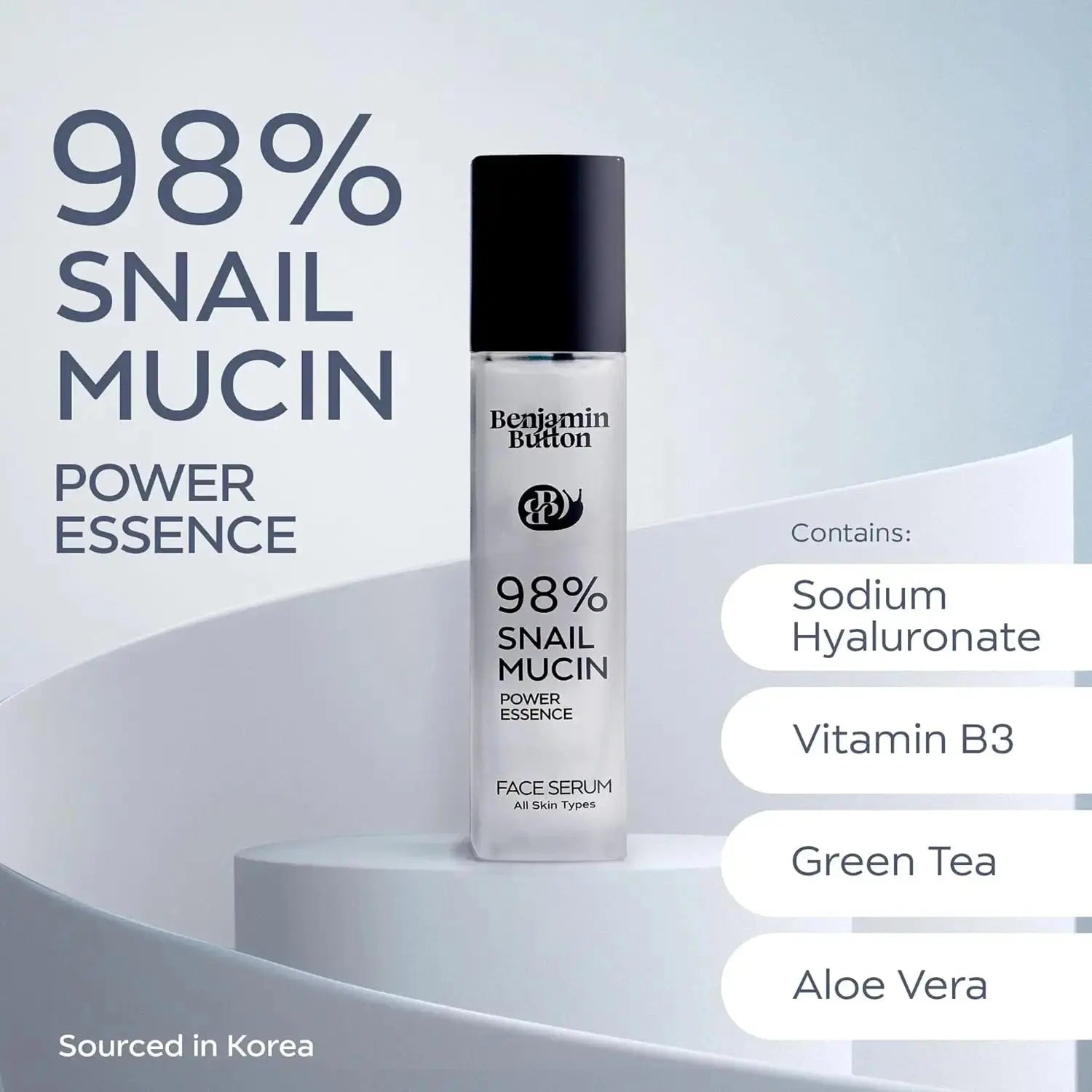 Benjamin Button 98% Snail Mucin Korean Face Serum (100ml)