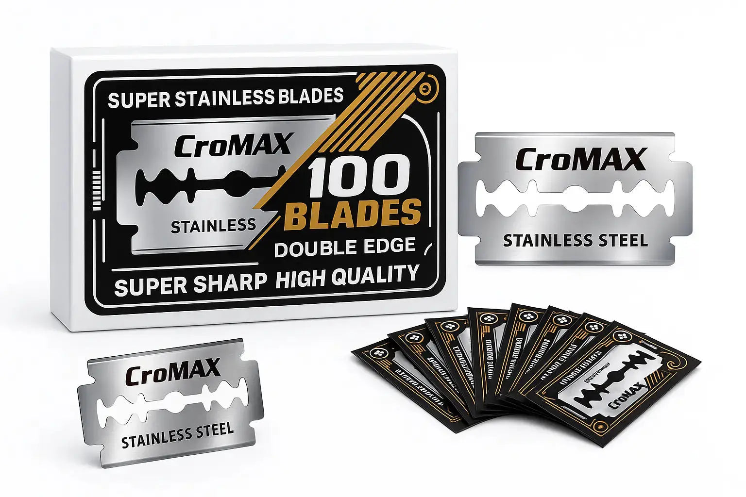 CroMAX Double Edge Razor Blades - 10, 100, 1000 Pack