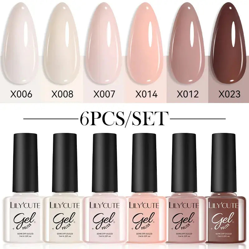 LILYCUTE 6Pcs/set 7ml Gel Polish Kit 125 Colours Semi Permanent
