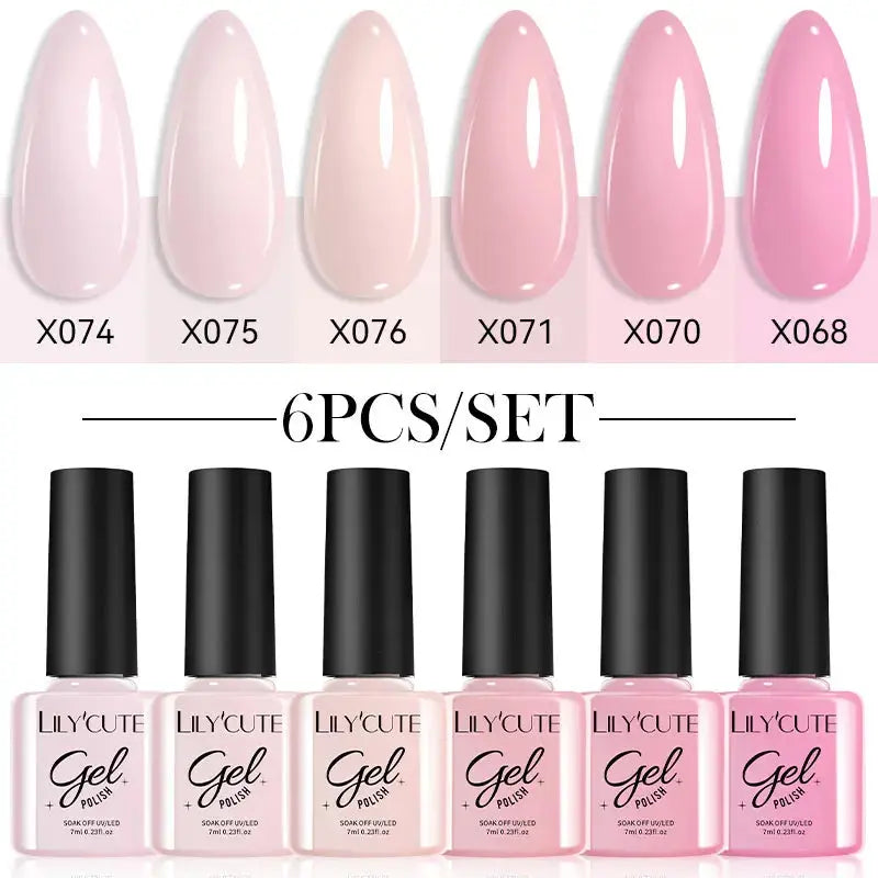 LILYCUTE 6Pcs/set 7ml Gel Polish Kit 125 Colours Semi Permanent