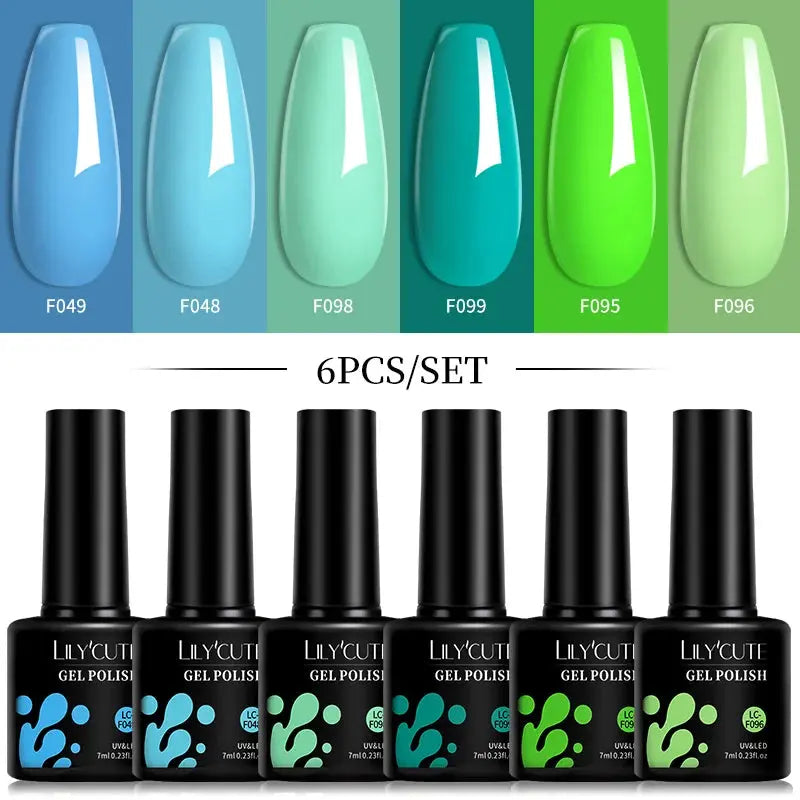 LILYCUTE Gel Nail Polish Set – 6×7ml Soak-Off UV/LED (Multiple Shade Sets)