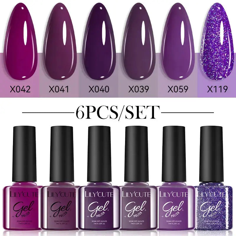 LILYCUTE 6Pcs/set 7ml Gel Polish Kit 125 Colours Semi Permanent
