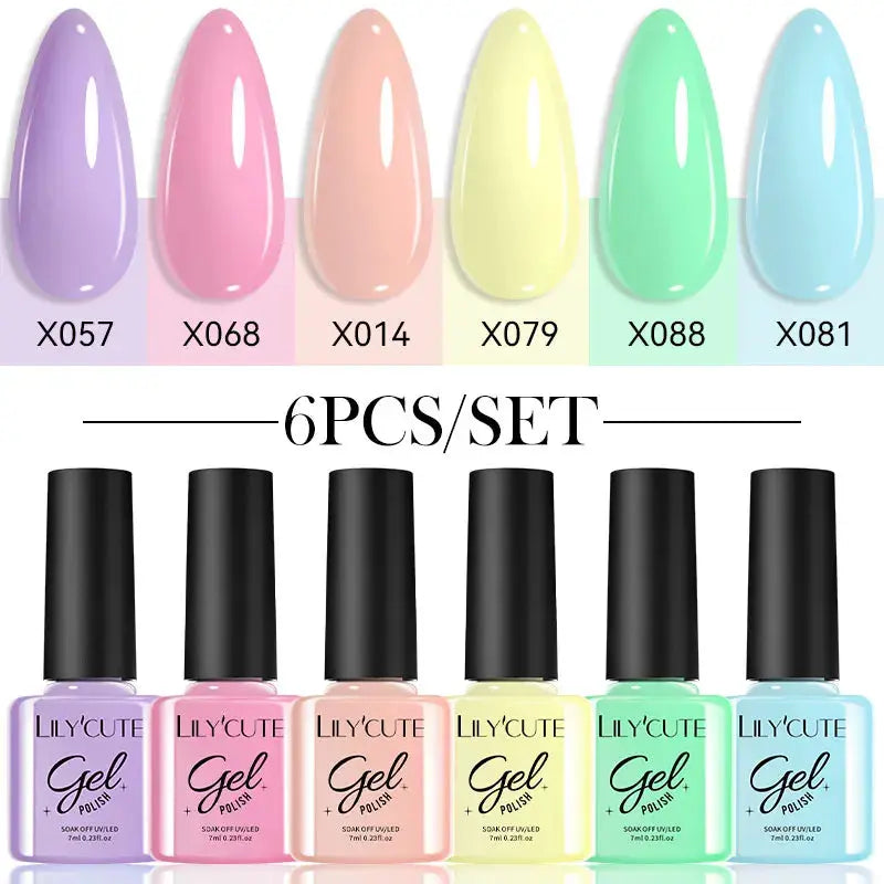 LILYCUTE 6Pcs/set 7ml Gel Polish Kit 125 Colours Semi Permanent