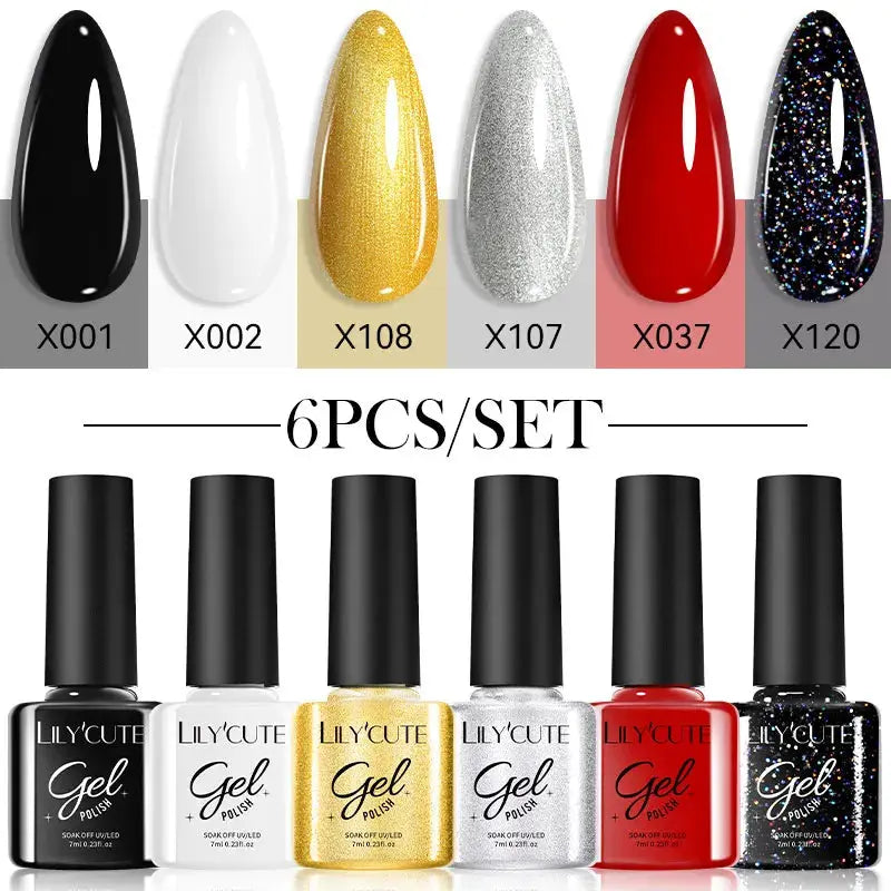 LILYCUTE 6Pcs/set 7ml Gel Polish Kit 125 Colours Semi Permanent