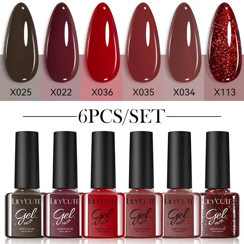 LILYCUTE 6Pcs/set 7ml Gel Polish Kit 125 Colours Semi Permanent
