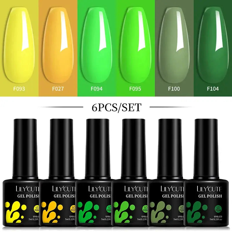 LILYCUTE Gel Nail Polish Set – 6×7ml Soak-Off UV/LED (Multiple Shade Sets)