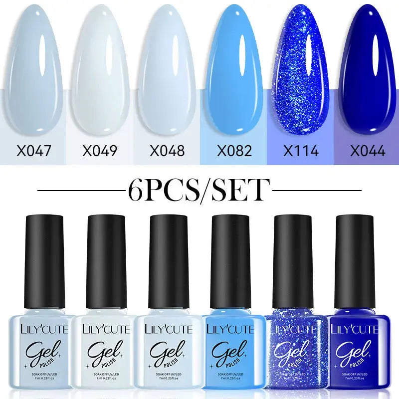 LILYCUTE 6Pcs/set 7ml Gel Polish Kit 125 Colours Semi Permanent