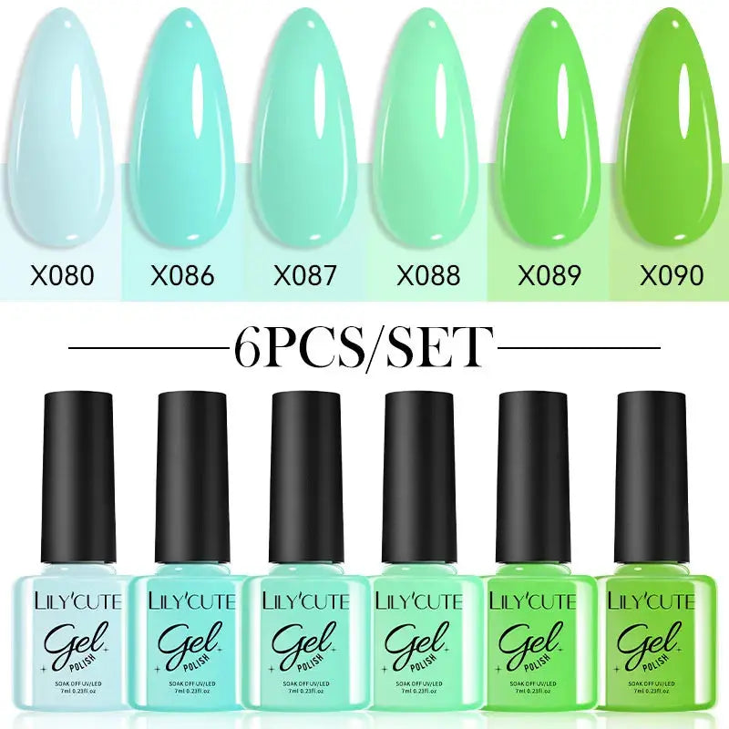 LILYCUTE 6Pcs/set 7ml Gel Polish Kit 125 Colours Semi Permanent