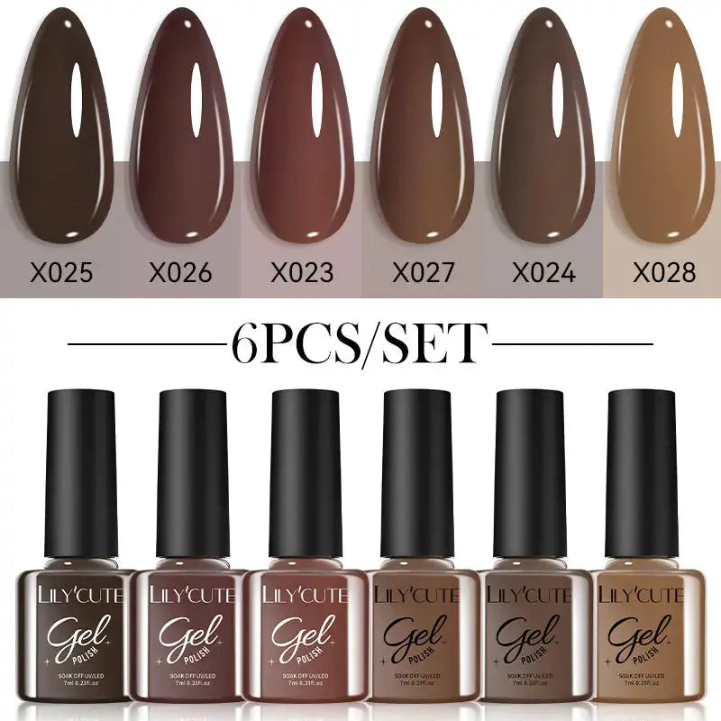 LILYCUTE 6Pcs/set 7ml Gel Polish Kit 125 Colours Semi Permanent