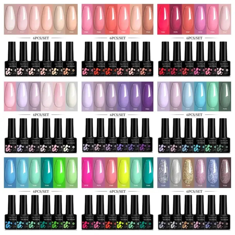 LILYCUTE Gel Nail Polish Set – 6×7ml Soak-Off UV/LED (Multiple Shade Sets)