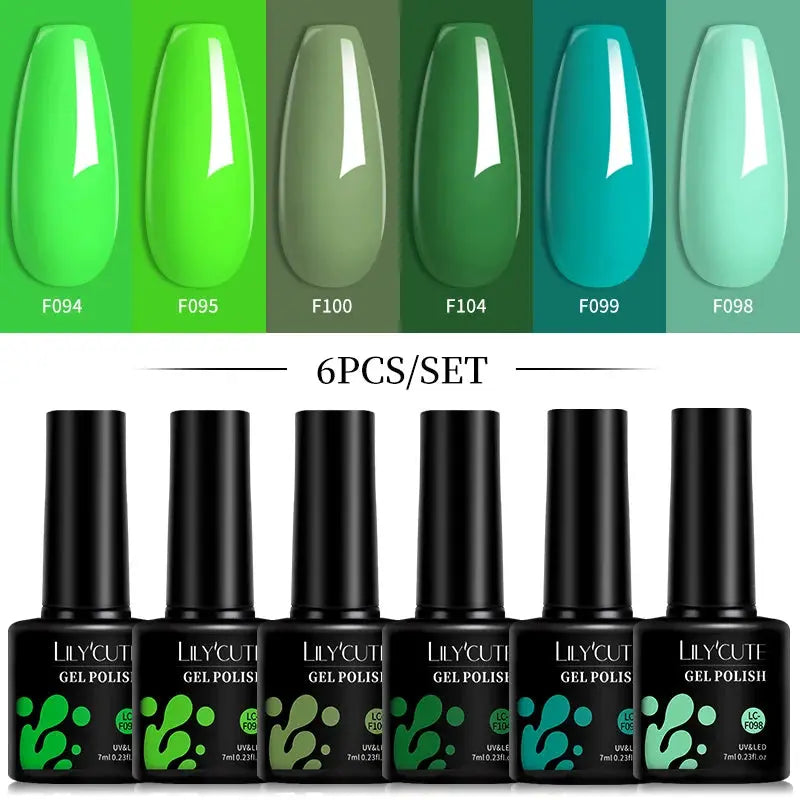 LILYCUTE Gel Nail Polish Set – 6×7ml Soak-Off UV/LED (Multiple Shade Sets)