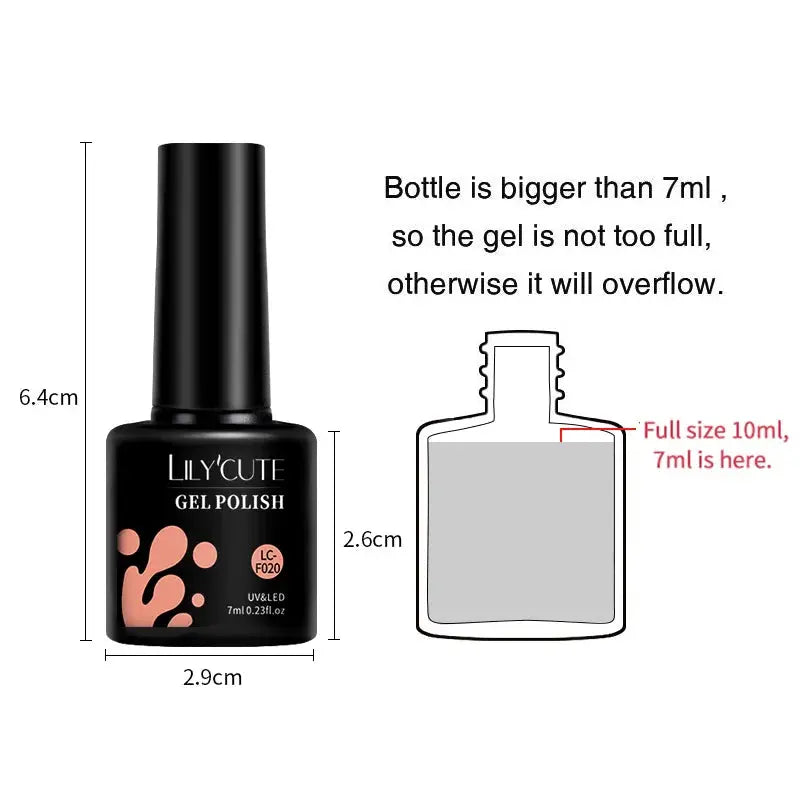 LILYCUTE Gel Nail Polish Set – 6×7ml Soak-Off UV/LED (Multiple Shade Sets)