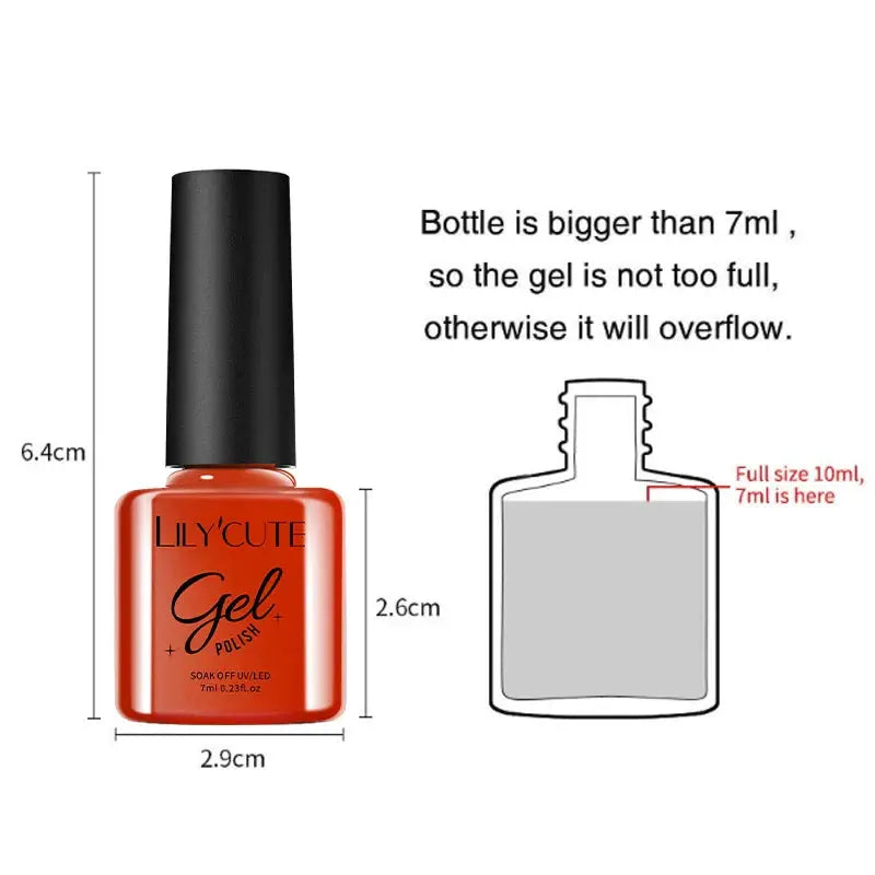 LILYCUTE 6Pcs/set 7ml Gel Polish Kit 125 Colours Semi Permanent