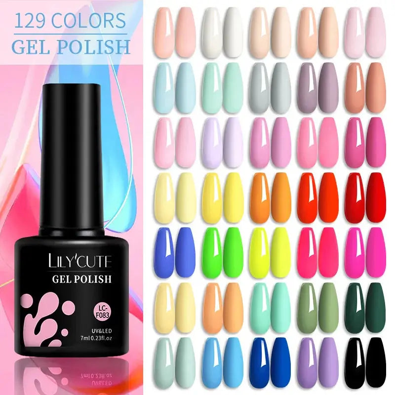 LILYCUTE Gel Nail Polish Set – 6×7ml Soak-Off UV/LED (Multiple Shade Sets)