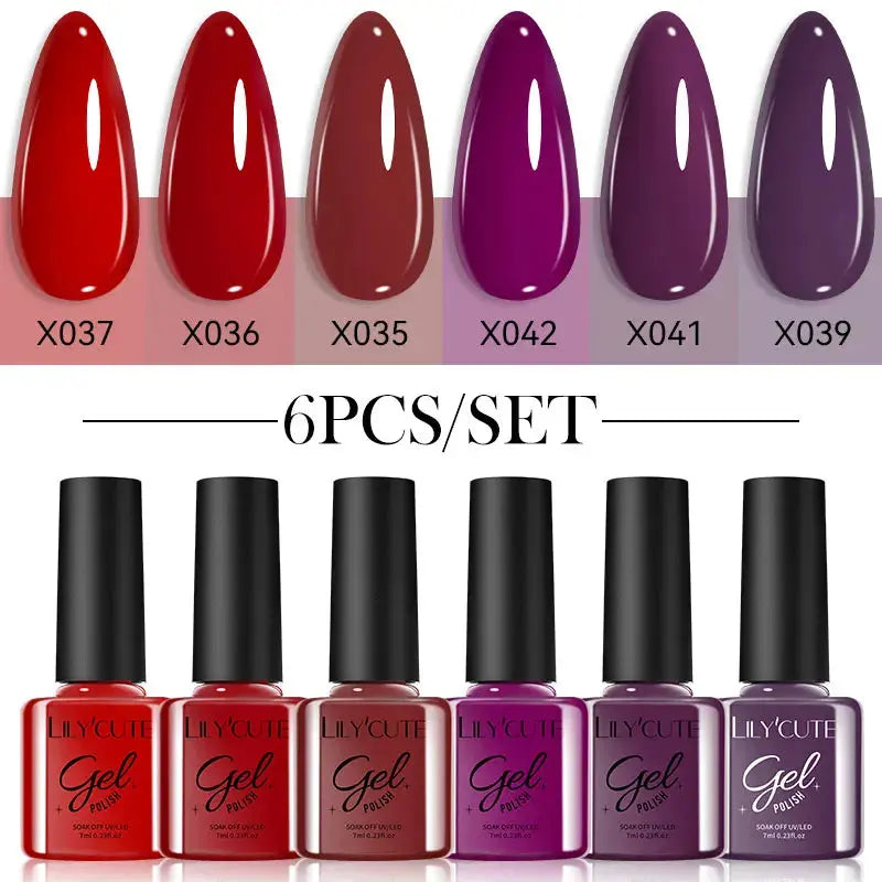 LILYCUTE 6Pcs/set 7ml Gel Polish Kit 125 Colours Semi Permanent