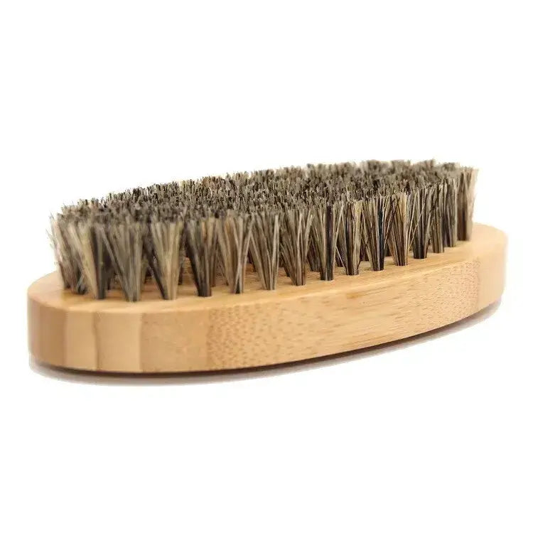 SERRATED Natural Boar Bristle Beard Brush – Bamboo Handle with Travel Bag