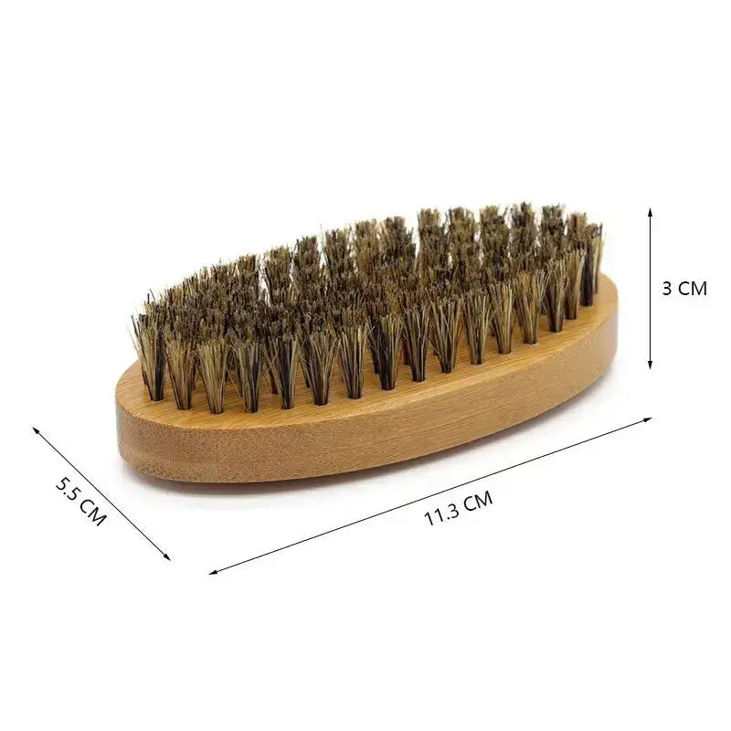 SERRATED Natural Boar Bristle Beard Brush – Bamboo Handle with Travel Bag