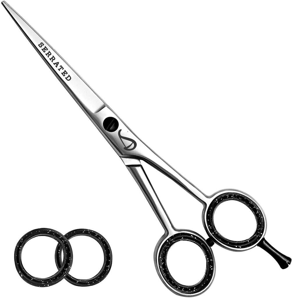 SERRATED professional barber scissors - mens grooming cutting tools