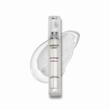 RealBeauty London Anti-Fatigue Eye Serum bottle on a white background