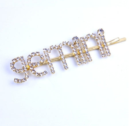 Gold-Tone Zodiac Word Hair Clip – product view 3