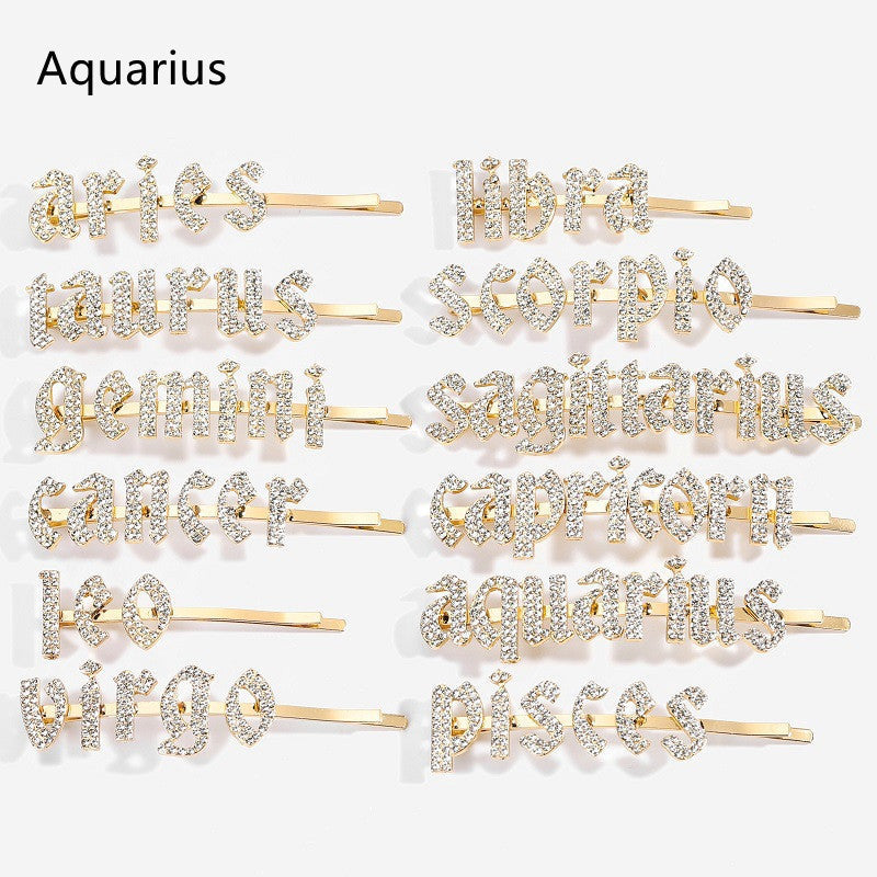 Gold-Tone Zodiac Word Hair Clip – product view 9