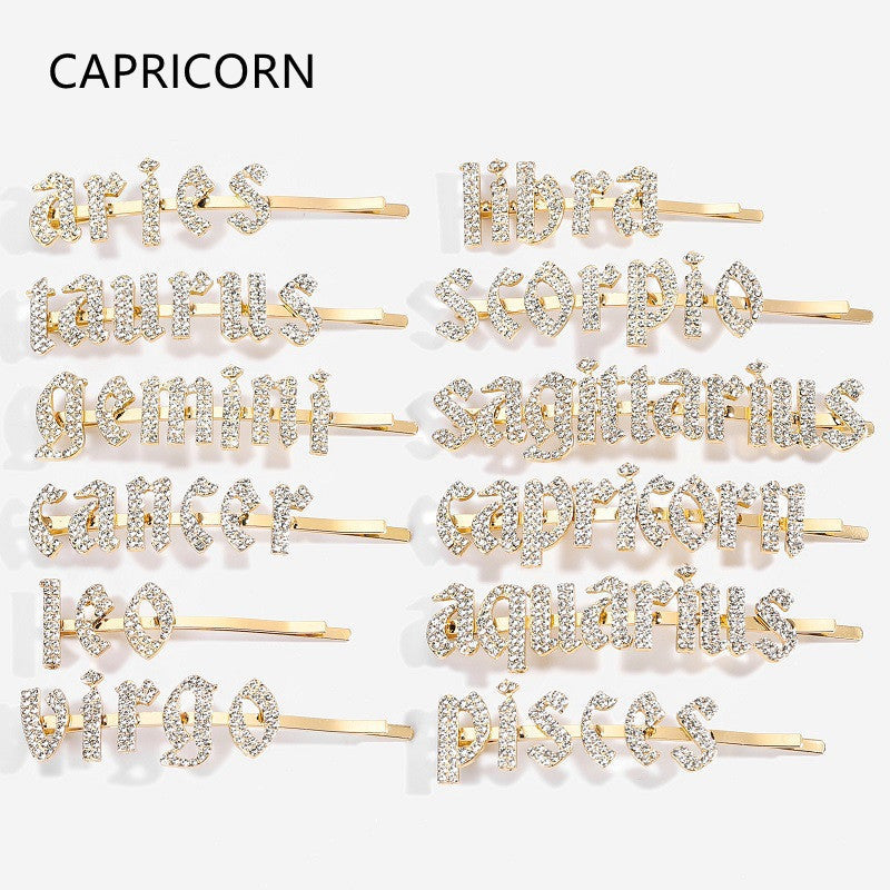 Gold-Tone Zodiac Word Hair Clip – product view 12