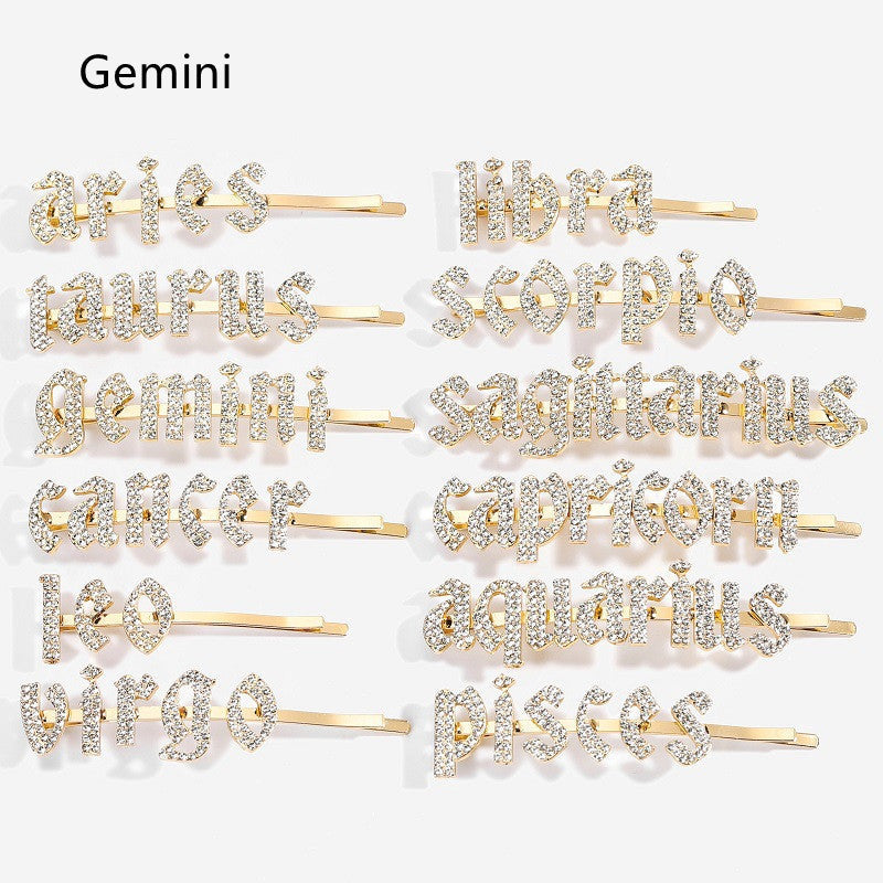 Gold-Tone Zodiac Word Hair Clip – product view 13