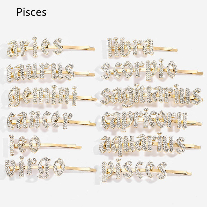 Gold-Tone Zodiac Word Hair Clip – product view 16