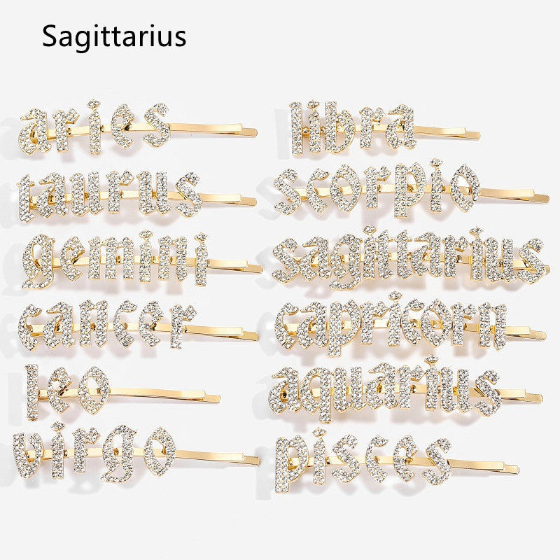 Gold-Tone Zodiac Word Hair Clip – product view 17