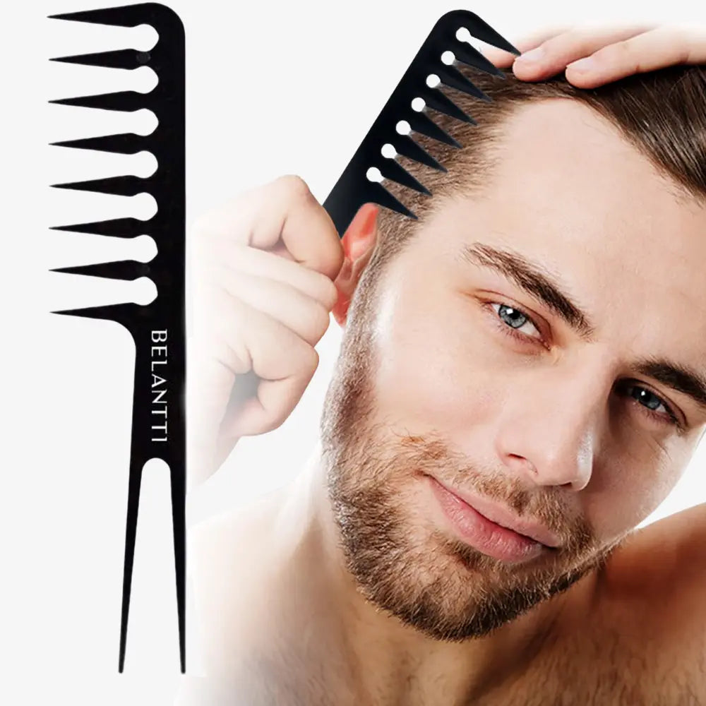 BELANTTI 2-in-1 Wide-Tooth Texture Comb – Men’s Styling & Fade Comb Belantti