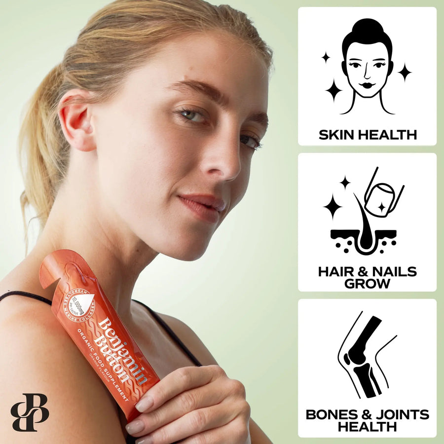 14x Orange 12,000mg Marine Collagen Liquid Sachets Benjamin Button