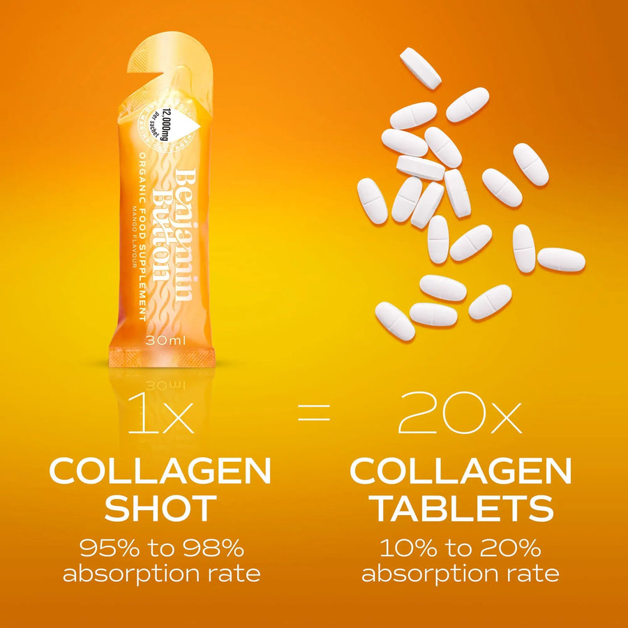 14x Mango 12,000mg Marine Collagen Liquid Sachets Benjamin Button