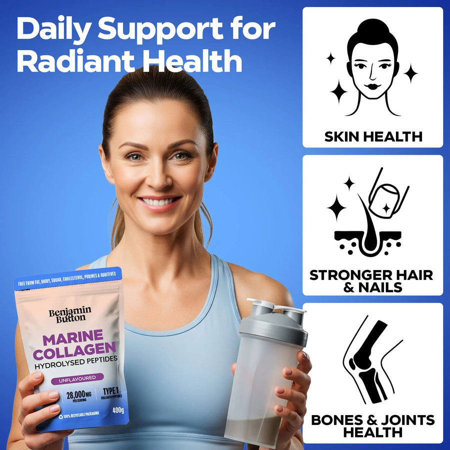 28,000mg Marine Collagen Peptides Powder – High Protein, Keto & Paleo Friendly Benjamin Button