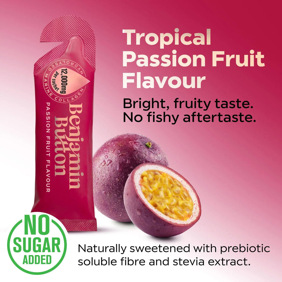 Menopause Collagen – Passionfruit, 12,000mg Marine Collagen + Botanicals Benjamin Button