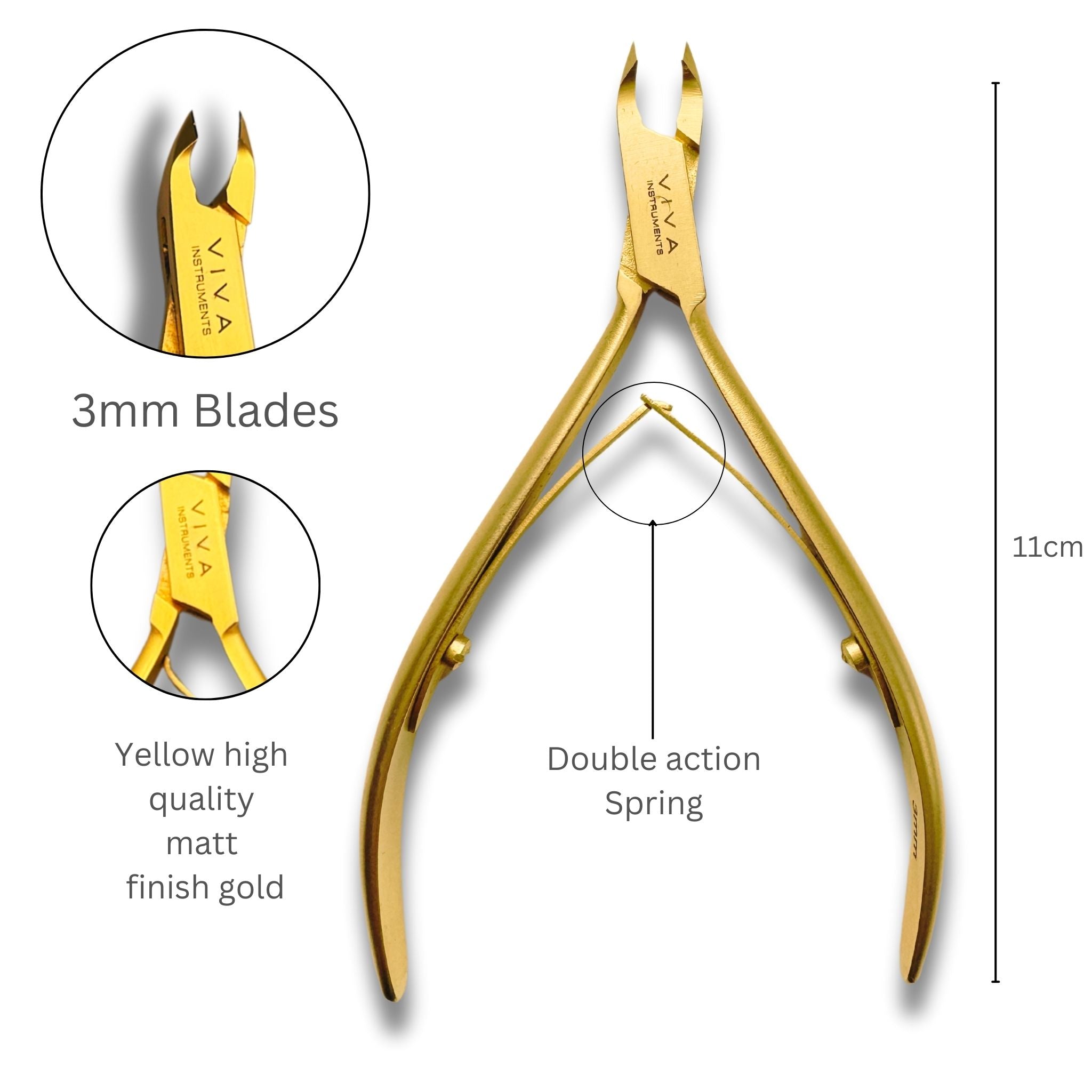 Cuticle Nipper Gold - 3mm Double Spring
