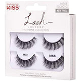 KISS Lash Couture Faux Mink Collection Double Pack of False Lashes, Muse, Ultrafine, Tapered, Synthetic Fake Lashes includes Lash Glue