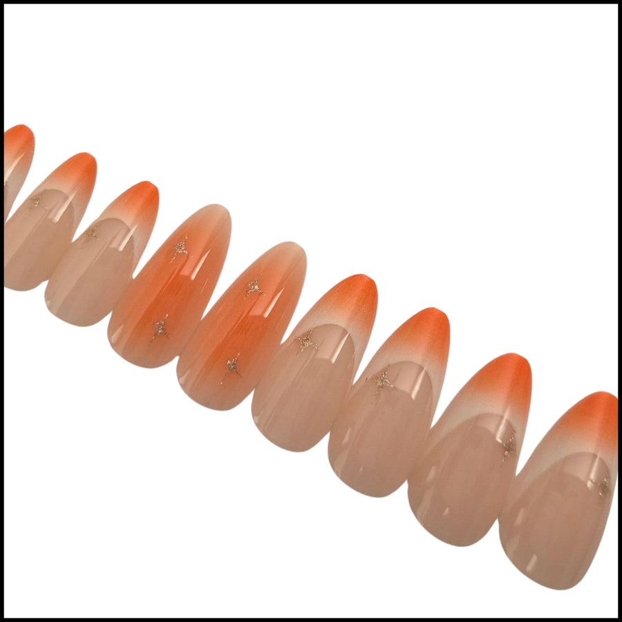 Amber Starlight glossy press-on nail set