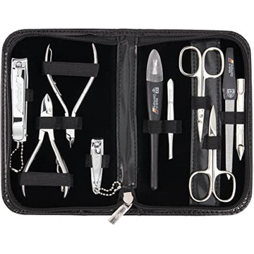  and pedicure grooming kit in black leather case