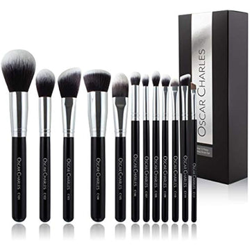 Oscar Charles 12-piece silver makeup brush set