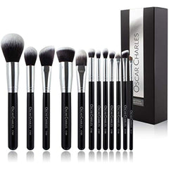 Oscar Charles 12-Piece Makeup Brush Set Silver