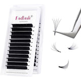 Fadlash easy-fan D-curl extension lash tray mixed 10–12mm