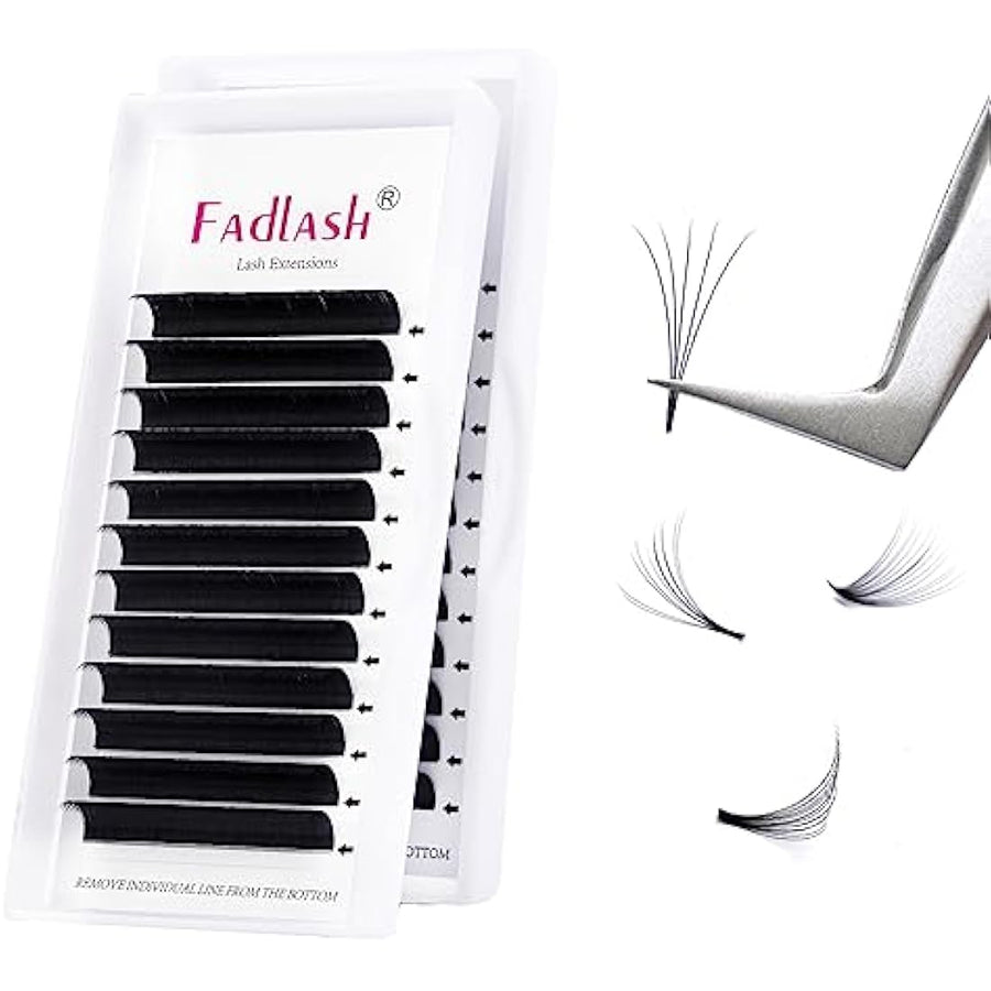 Fadlash easy-fan D-curl extension lash tray mixed 10–12mm
