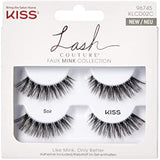 KISS Lash Couture Faux Mink Collection 2 Pairs of False Lashes, Soir, Ultrafine, Tapered, Synthetic Fake Lashes includes Lash Glue