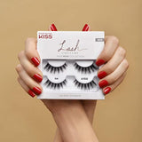 KISS Lash Couture Faux Mink Collection 2 Pairs of False Lashes, Soir, Ultrafine, Tapered, Synthetic Fake Lashes includes Lash Glue