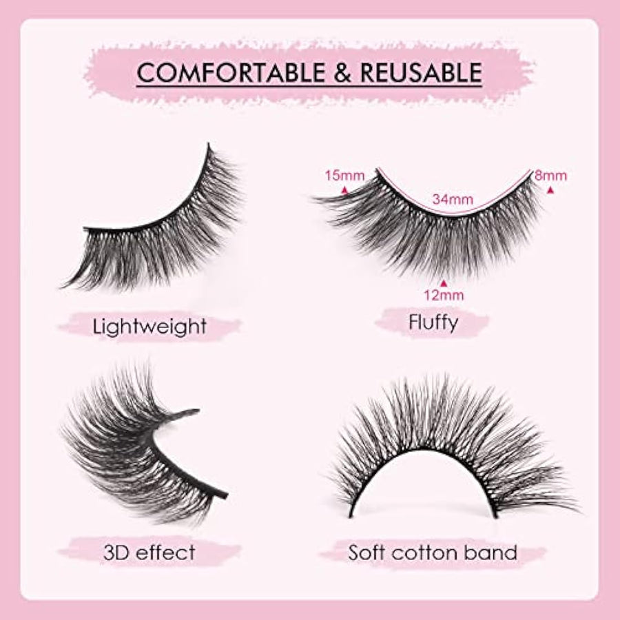 Glowingwin Cat-Eye Faux-Mink Strip Lashes – 5 Pairs