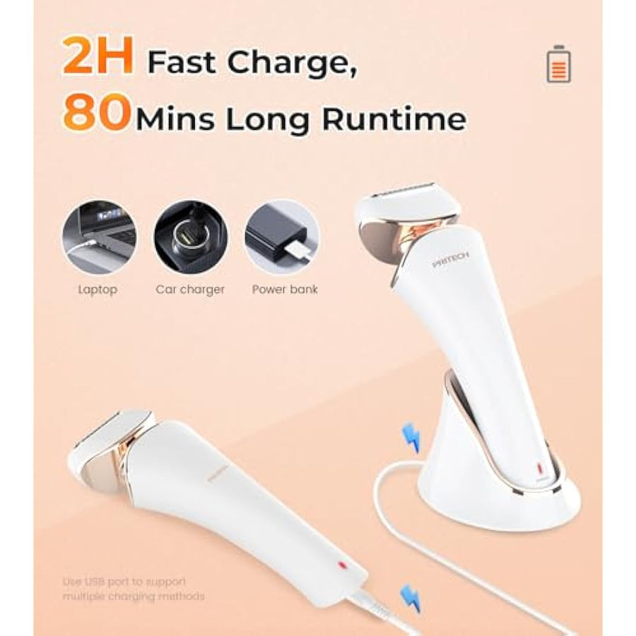 PRITECH Cordless Electric Shaver for Women Wet Dry