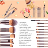 HEYMKGO Makeup Brush Set 15pcs with Bag