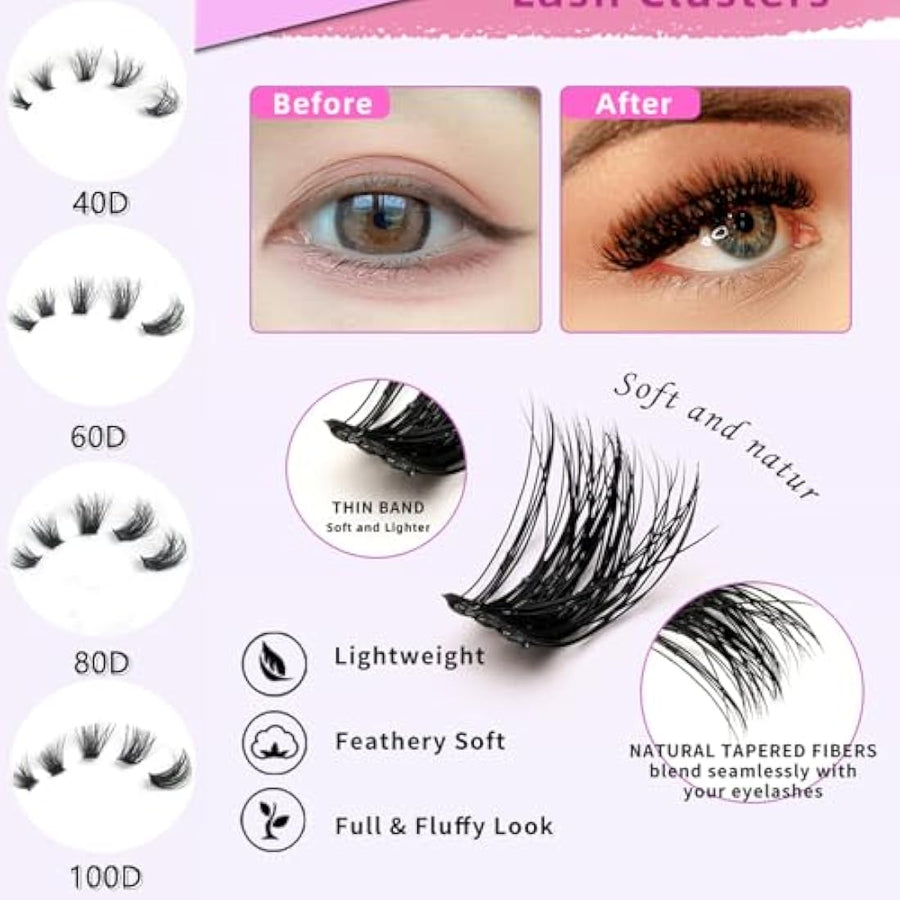 FANDIQ 40D Cat Eye Cluster Lashes 252 Pieces
